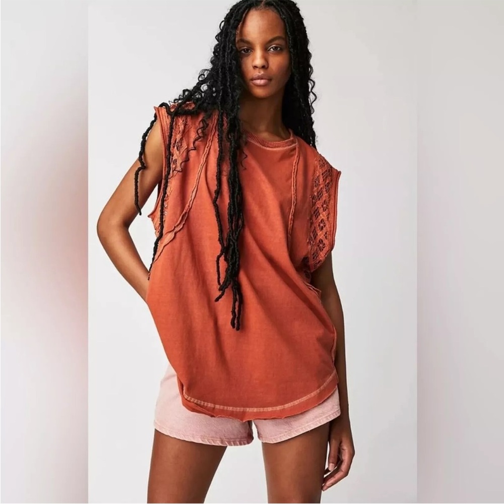 NWOT Free People Table For Two Tank- Orange